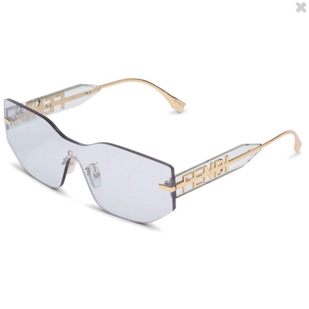 Fendi Rimless Shield Sunglasses in clear with a blue tint